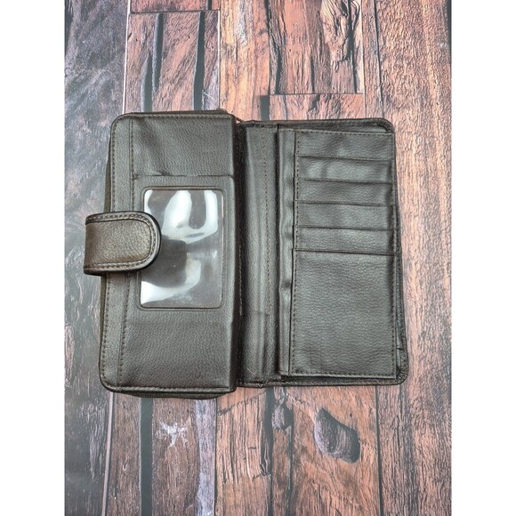 Womens Buxton Velvet Touch Leather Wallet Brown ID Cards Clutch Change Checkbook - Picture 6 of 11